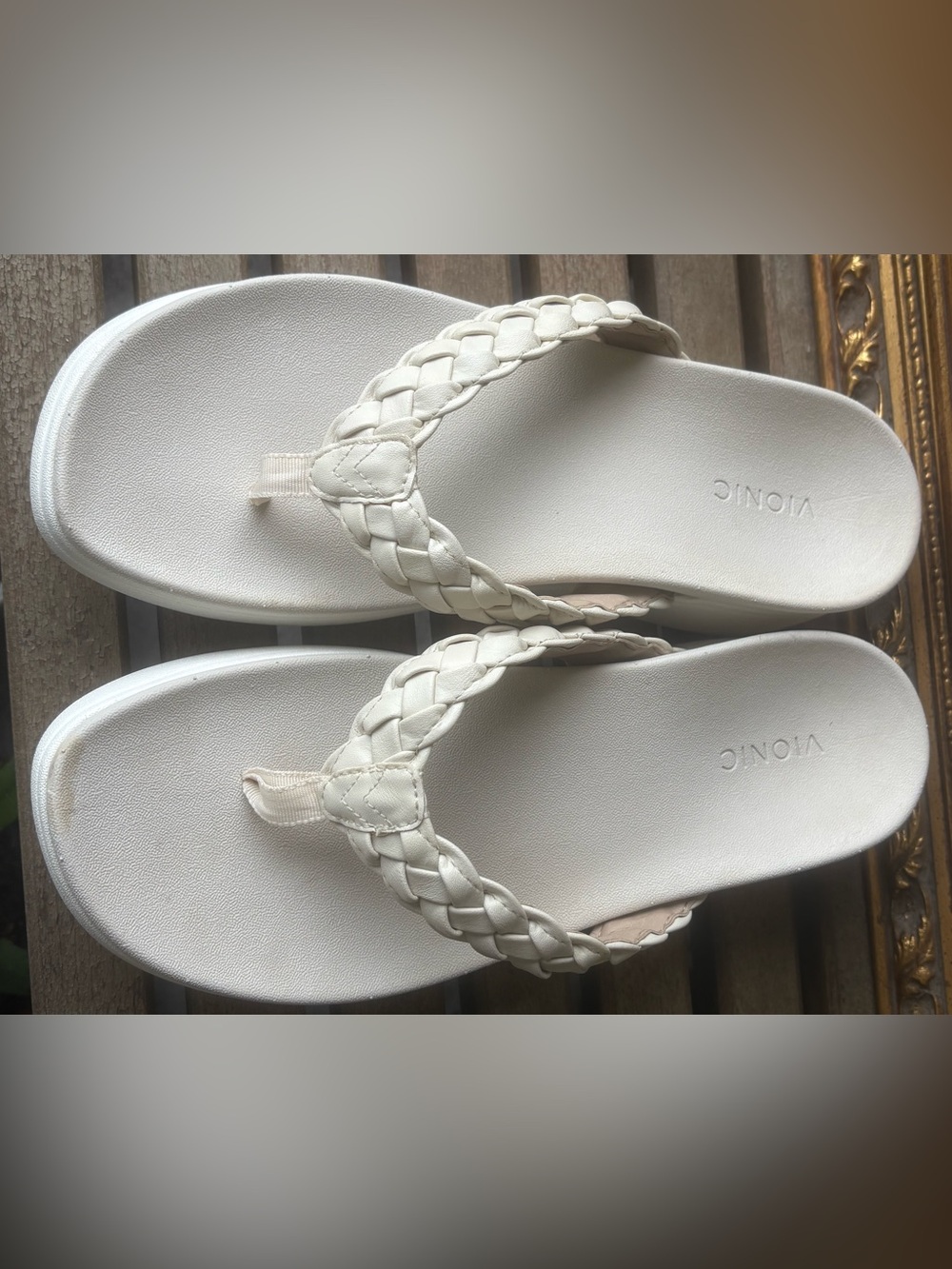 Vionic White Braided Platform Sandals - Women's size 10 - Picture 8 of 8